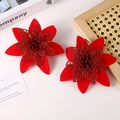 Artificial red poinsettia flowers with glitter petals for Christmas tree decoration - Double-Layer Hollow / Red