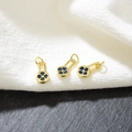 Mini ciondolo a fiore rettangolare con zircone blu e finitura in rame placcato oro - Zircone Blu-Oro