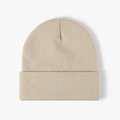 Classic oatmeal beige knitted double-layered beanie with a minimalist folded cuff design - 4-Seam Withered Yellow
