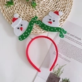 Christmas headband with two cute white snowmen wearing red hats on a spring base - Large Snowman