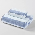 Blue and white striped coral fleece towel set with absorbent waffle weave texture - Towel 34x74cm / Pineapple Grid Blue