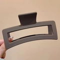 Matte mocha brown large rectangular hair claw clip for thick hair shown in hand - Matte Square Coffee-13cm