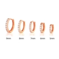 Minimalist rose gold hoop earrings with white zircon in five sizes 5mm to 9mm - 5mm / Rose Gold Plated White Zirconia
