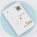 White PU leather passport holder with gold foil Mrs engraving and airplane design - White