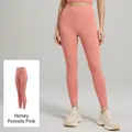High-waisted grapefruit pink yoga leggings with a push-up effect and seamless fit - S / Bottoms / Peach Pink
