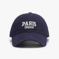 Navy blue cotton baseball cap with white embroidered Paris French logo design - Adjustable / Navy Blue