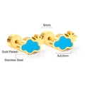 Detail of blue enamel cloud and sun earrings showing dimensions and gold plating - Cloud (Gold)