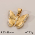 Golden butterfly pendant necklace with sparkling rhinestones in a hollow metal design - Gold Butterfly Pendant (No Chain)