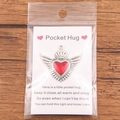 Pocket Hug heart charm in red enamel finish with wings and sentimental gift card - Silver Wings Red Heart