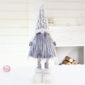 Telescopic Christmas gnome plush decoration in grey stripes for holiday home decor - 32026 White Telescopic Standing Gnome