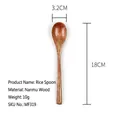 18cm natural phoebe wood long handle spoon for coffee and dessert in dark brown finish - Dark Brown (18*3.2cm Rice Spoon)