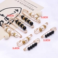 8-piece set of gold-tone waist pins with white pearls and black beads in 3.8cm and 5.8cm - Matte And Glossy Pearl Combination