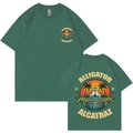 Green crew neck t-shirt with vintage alligator graphic and double-sided print - Dark Green