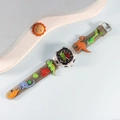 Cartoon dinosaur themed kids quartz watch with 3D colorful figures and grey strap - Dinosaur / Gray