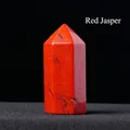 Polished red jasper hexagonal crystal point with natural dark veins on black background - Red Jasper 3.5 X 1.5 Cm / Single Point 3.5*1.5cm