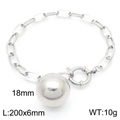 Silbernes Schlangenkette-Armband aus Edelstahl mit 18mm Kugelanhänger und Federring - 18mm Große Kugel Gliederkette Stil (KB187481-Z)