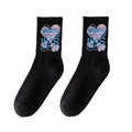 Black crew athletic socks featuring pink heart pattern with Worry Less text print - One Size (Plus Size) / WORRY LESS Heart / Black No.16