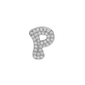 Silver letter P pendant featuring micro-paved sparkling clear zircon stones - Silver P