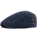 Gorra plana vintage para hombre en algodón lavado azul marino con hebillas laterales dobles - Ajustable / Azul marino
