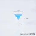 Miniature blue martini cocktail glass model charm, 4.1cm tall, resin liquid simulation - Model / Blue