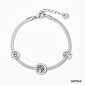 Bracciale snake in acciaio inossidabile argento con ciondoli albero della vita e cristalli - Argento(SBP068)