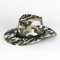 Detailansicht vom Camouflage-Cowboyhut mit Metallösen zur Belüftung und schwarzer Kordel - Verstellbar / Dschungel Camouflage (1)