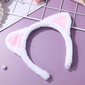Cerchietto con orecchie di gatto bianche in peluche e raso rosa per cosplay - Cerchietto Bianco