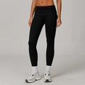 Schwarze Yoga-Leggings mit hohem Bund, umklappbarem Taillenband und weichem Tragegefühl - S / Premium Schwarz