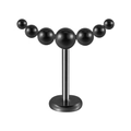 Piercing curvo de acero inoxidable con siete cuentas negras de tamaño gradual - 0.8x6mm / Negro