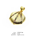 Golden shell-shaped pendant with colorful micro-pave cubic zirconia inlay stones - Fashion Shell Pendant