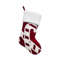 Classic red velvet Christmas stocking with white faux fur and candy cane embroidery - Candy Cane