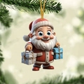 Detail of 3D Santa Claus acrylic ornament hanging on a pine tree for Christmas decor - Red White and Blue Outfit Style (14)