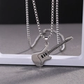 Hip hop zilveren gitaar hanger ketting van roestvrij staal met een kralenketting voor heren - Zilveren Gitaar / Box Ketting