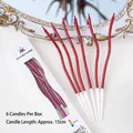 Elegant 15cm spiral red birthday candles, set of 6 in box for cake decoration - Red Curve Spiral Candle 6Pcs