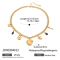 18K gold plated stainless steel heart lock necklace with key and angel charms - Heart Key Multi-Charm Style (JDN0304013)