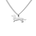 Silver dachshund pendant necklace in polished stainless steel with heart cutout detail - Silver