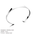 Bracciale rigido uomo 5mm in acciaio inossidabile oro bianco con design geometrico moderno - Argento