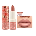 Rossetto opaco Lively #01, tubetto rosa corallo con cuore dorato e prova labbra - #01 Lively (s022love唇膏01)