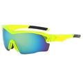 Fluorescent yellow cycling sunglasses with polarized blue gradient mirrored lenses - 9189 Yellow Frame Yellow Lens