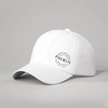 Gros plan sur l'imprimé PSALM 91 d'une casquette de baseball blanche à six panneaux en coton - Taille unique / Blanc