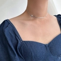 Silver bow pendant necklace on flat snake chain choker with elegant polished finish - Silver Bow