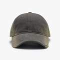 Classic washed olive green cotton baseball cap with vintage distressed brim detail - Dark Green