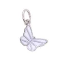 Silver butterfly jewelry pendant featuring light purple enamel and zircon micro-inlay - Bee Gold Plated L358926-White Go