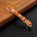 Macro di fermaglio per capelli con pietre di cristallo arancioni e filo di rame - Pietra di luna arancione con clip d'argento