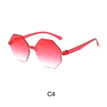Frameless oversized sunglasses with red gradient lenses and wavy cut edges, style C4 - Red