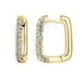 Rectangular S925 gold earrings with alternating dark and light blue micro-pavé zircons - Rectangle Hoop (JQH0070) / Gold - Gradient Blue