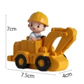 Yellow toy excavator cake topper with construction worker figure, dimensions 7.5x4x7cm - Excavator with Yellow Hat B