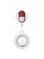 Dettaglio dell'orologio da infermiera in silicone bianco con clip a forma di capsula - Bianco Capsula