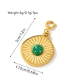 Golden sunburst pendant with green malachite stone inlay and spring clasp detail - Pendant (Malachite Sun Pattern Style 6)