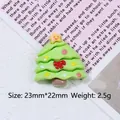 Green resin Christmas tree DIY charm with yellow star and red bow decoration - Christmas Tree